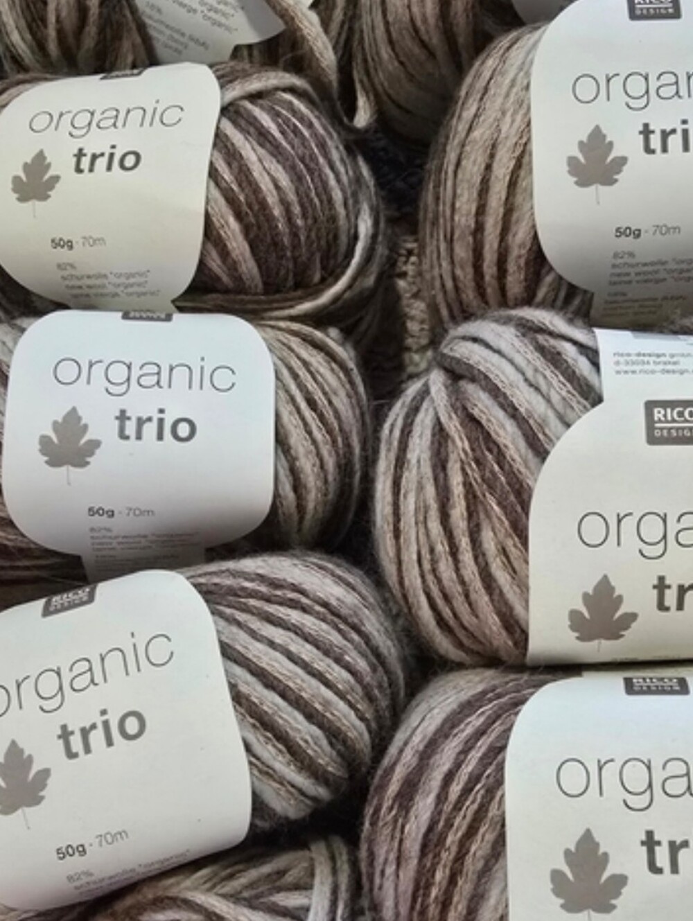 Rico Design Organic Trio Yarn - Brown and Cream (8 Balls)